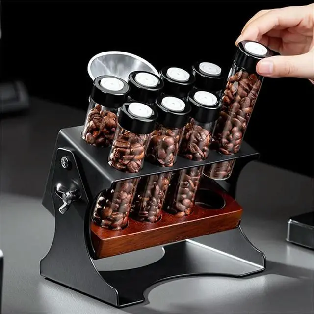 Alt view image 3 of 6 - Coffee Beans Container Display Rack Tea Tube Bottle Glass Espresso Coffee Accessories Tool