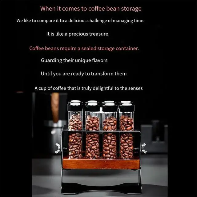 Alt view image 2 of 6 - Coffee Beans Container Display Rack Tea Tube Bottle Glass Espresso Coffee Accessories Tool