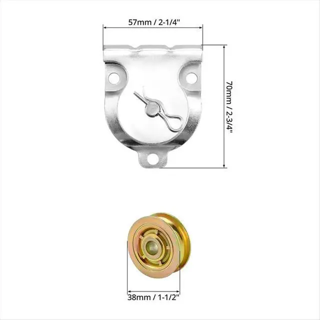 Alt view image 2 of 6 - 10pcs Wall Mount Pulleys, 1-1/2" Ceiling Mount Single Pulley V-Groove Pulley Hardware Accessories for 3/8" Wire or Rope