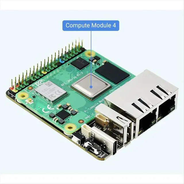Alt view image 3 of 6 - MINI Dual Ethernet CM4 Carrier Board for RPI Raspberry Pi Compute Module 4 Lite EMMC Expansion Base Board