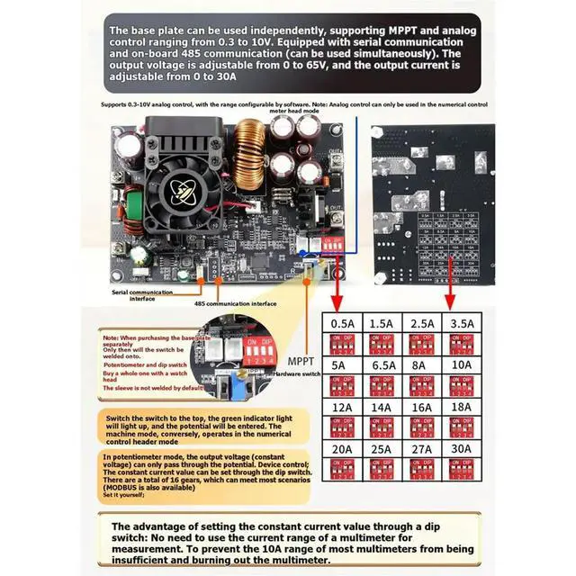Alt view image 3 of 6 - XY-6530S CNC DC Adjustable Regulated Power Supply Constant Voltage and Constant Current Module 65V/30A/2000W