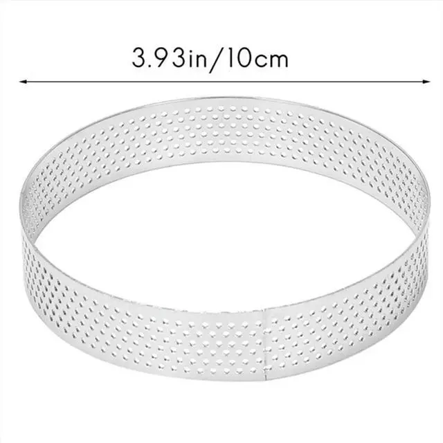 Main image of 40Pcs Circular Tart Rings with Holes Stainless Steel Fruit Pie Quiches Cake Mousse Mold Kitchen Baking Mould 10cm