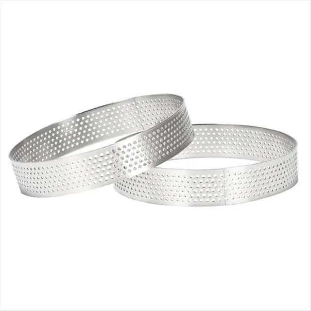 Alt view image 3 of 6 - 40Pcs Circular Tart Rings with Holes Stainless Steel Fruit Pie Quiches Cake Mousse Mold Kitchen Baking Mould 10cm