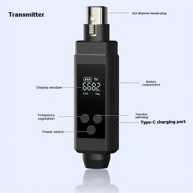 Alt view image 2 of 3 - 48V UHF Microphone Converter XLR Transmitter and Receiver Microphone System for All Kind Microphone B