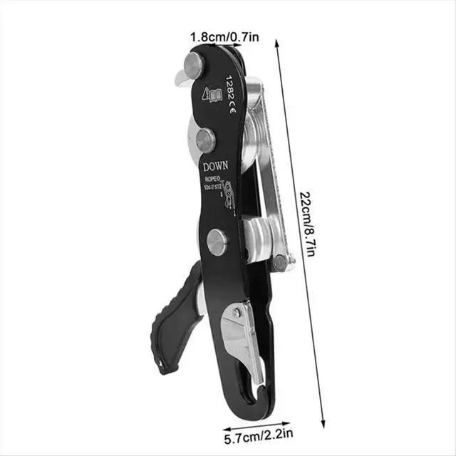 Alt view image 2 of 3 - Self-Locking Manual Descender Outdoor Climbing Slow Descent Rescue Self-Locking Gear Protection Rope Descender