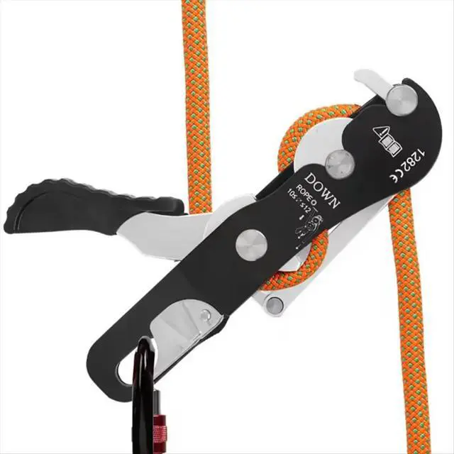 Alt view image 3 of 3 - Self-Locking Manual Descender Outdoor Climbing Slow Descent Rescue Self-Locking Gear Protection Rope Descender