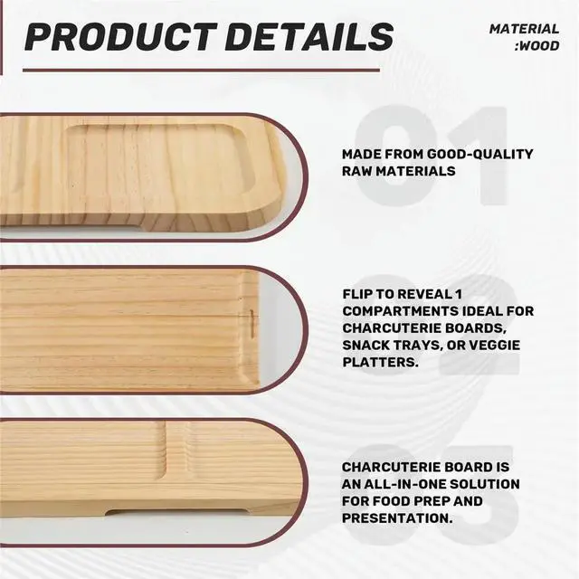 Alt view image 2 of 6 - Charcuterie Board with Clear Lid, Travel Cheese Board Charcuterie Boxes Cutting Boards for Kitchen