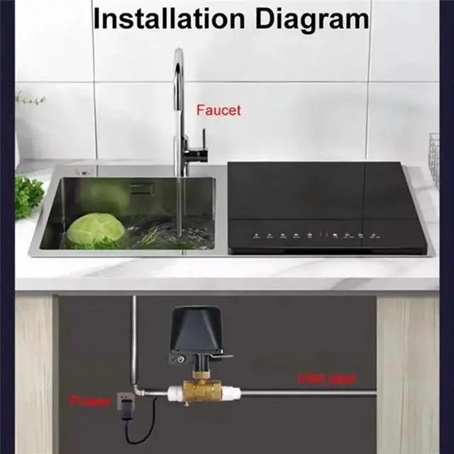 Alt view image 3 of 6 - Tuya Water Vavle Water Stop Check Valve Water Leak Sensor Shut Off Remote Control Timer for Alexa EU PLUG