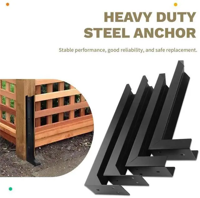 Alt view image 2 of 6 - Fence Post Repair Kit,Heavy Duty Steel Fence Post Anchor Ground Spike ,Quick Fix Broken/Leaning Wood Posts(2-Pack)