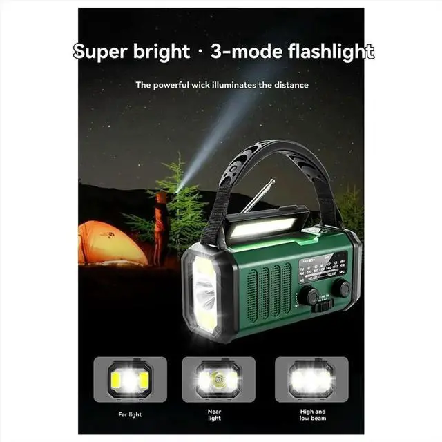 Alt view image 2 of 6 - Multifunctional Hand-Crank Radio Outdoor Emergency FM/AM/WB Solar Charging Lighting Flashlight Power Bank