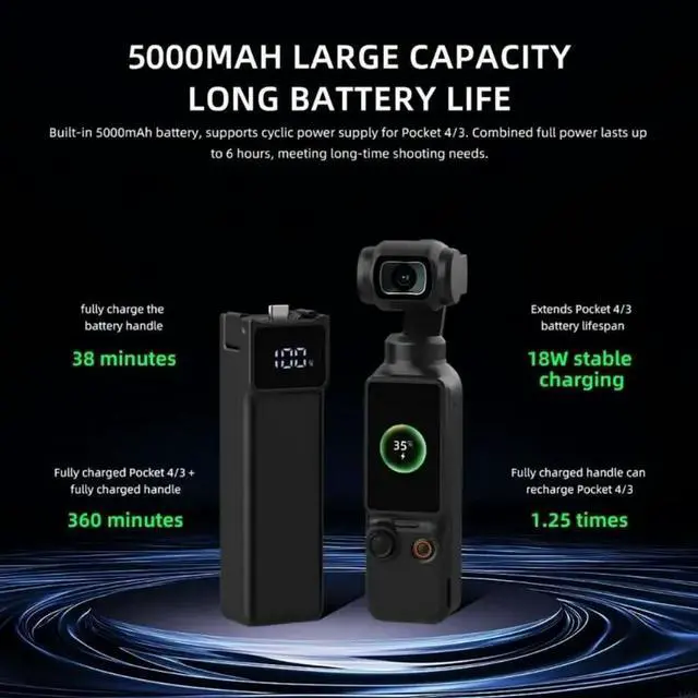 Main image of Lightweight Extension Grip for Pocket 3 4 With Digital Power