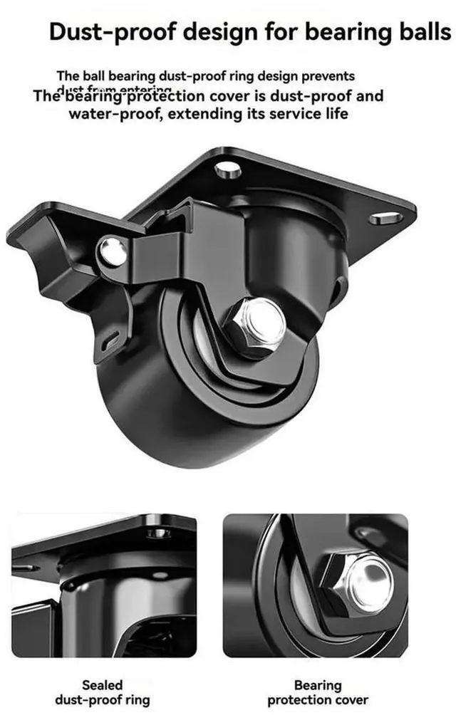 Main image of 2 Inch 2 Swivel Wheels + 2 Brake Wheels Heavy-Duty Swivel Casters Industrial Heavy-Duty Nylon Wheels 600kg Load Capacity