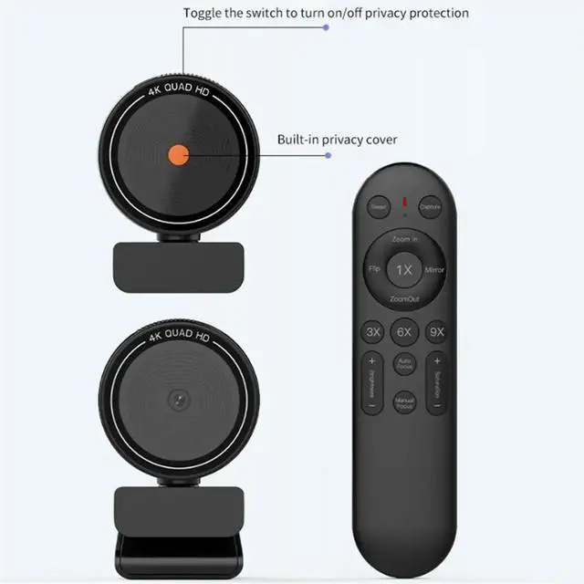 Alt view image 3 of 3 - 4K HD Computer USB Webcam for Live Streaming, Online Classes, Video Conference Autofocus Camera with Remote Control