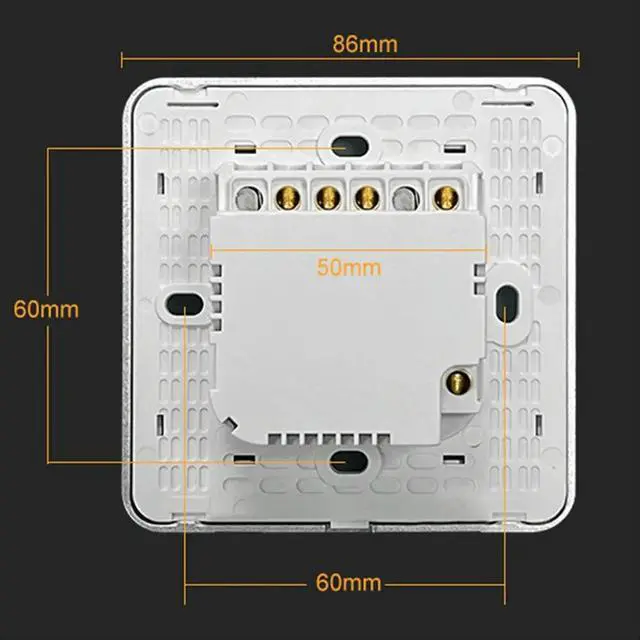 Alt view image 2 of 6 - Tuya Home Display Light Switch Glass Touch Switch for Google Alexa Three-Way Switch Black