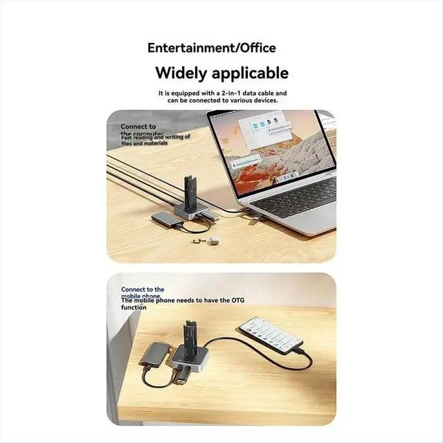Alt view image 3 of 6 - Dual Disk M.2 Dual Protocol, Hard Disk Seat, Solid State Drive Box TYPE-C HUB Expansion 10Gbps US Plug
