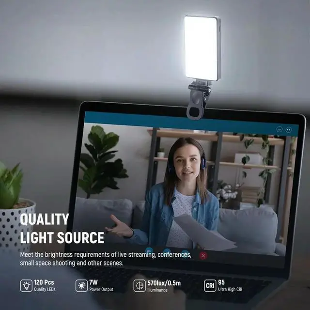 Main image of LED Selfie Phone Light, Rechargeable 2500-9000K Clip on Fill Light,Color Films/Diffuser/3000mAh for Camera