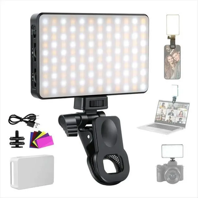 Alt view image 3 of 6 - LED Selfie Phone Light, Rechargeable 2500-9000K Clip on Fill Light,Color Films/Diffuser/3000mAh for Camera