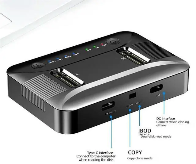 Main image of M.2 NVMe/SATA Dual-Bay Hard Drive Docking Station Offline Clone Hard Disk USB 3.2 Gen2 SSD Adapter