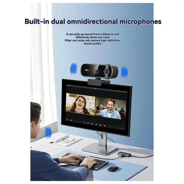 Alt view image 3 of 6 - uyuy 4K Webcam with Remote Control Privacy Cover Webcam Plug & Play for PC Laptop/Desktop Video Calling