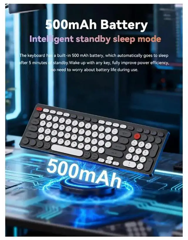 Alt view image 2 of 6 - 98-Key Ultra-Thin Aluminum Silent Keyboard with Scissor-Switch, Tri-Mode BT/2.4G/Type-C Connectivity Ergonomic Design A