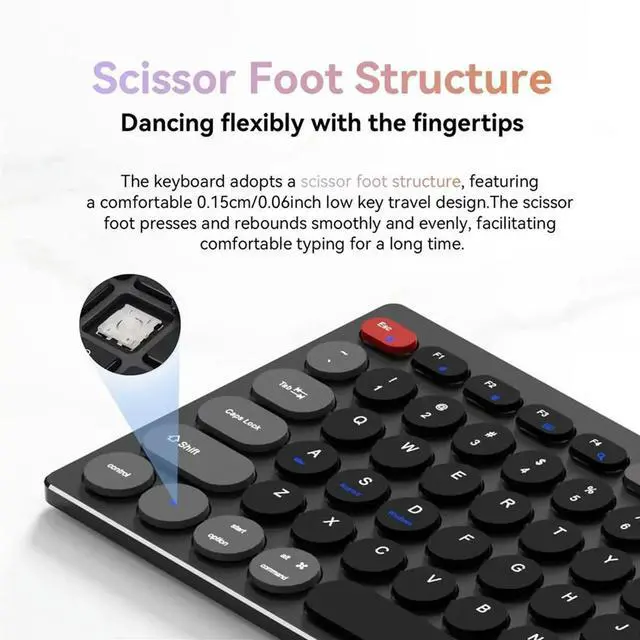 Alt view image 3 of 6 - 98-Key Ultra-Thin Aluminum Silent Keyboard with Scissor-Switch, Tri-Mode BT/2.4G/Type-C Connectivity Ergonomic Design A