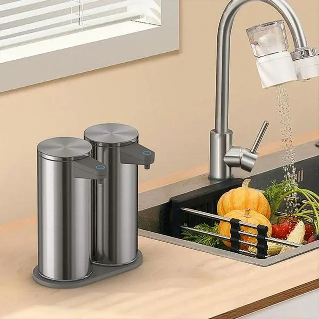 Alt view image 3 of 6 - ligent Automatic Sensing Stainless Steel Soap Dispenser for Washing,Contactless for Home Kitchen Wall Mounted