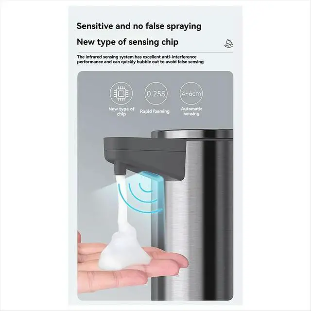 Alt view image 2 of 6 - ligent Automatic Sensing Stainless Steel Soap Dispenser for Washing,Contactless for Home Kitchen Wall Mounted