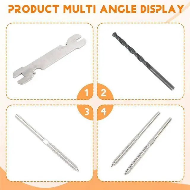 Main image of Swage Lag Screws for Cable Railing-1/8" Cable Railing Hardware Kit, Left and Right Handed Thread for Post Railing System