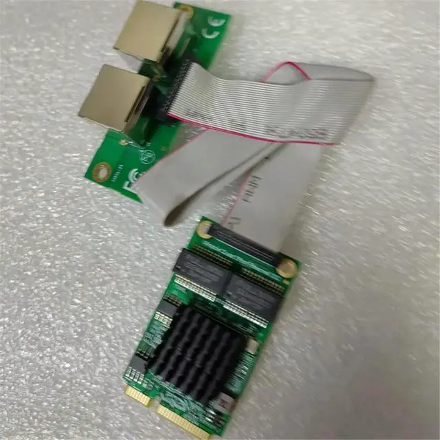 Alt view image 2 of 6 - Mini PCIE to Dual Port RJ45 Gigabit Ethernet Network Adapter I350-AM2 2 Port Wired Server Network Card Integrated Type