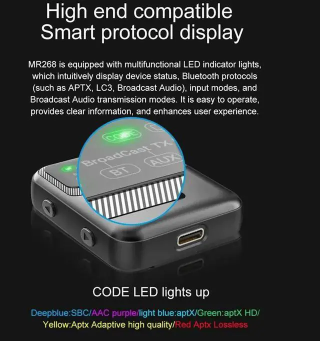 Main image of Bluetooth 5.4 Audio LE Audio Adapter,Broadcast 1TX to 100+ RX Devices Sharing,AAC/AptX-AD/LC3,USB EU Plug