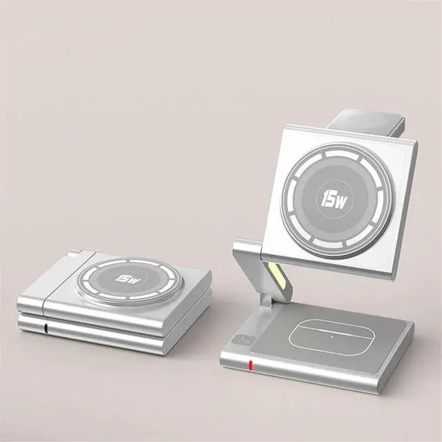 Alt view image 2 of 6 - Fast Charging Station,Foldable for Travel,Modern All Aluminum Alloy Body 4 in 1 Charger Black