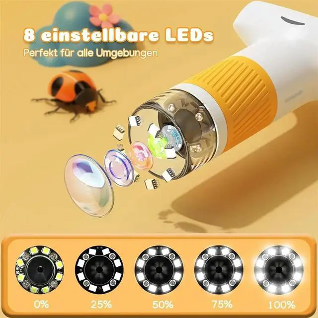 Alt view image 2 of 6 - Digital Microscope for Children with Alarm Clock, Microscope with 1000x Magnification, 2 Inch Screen, 8GB Card