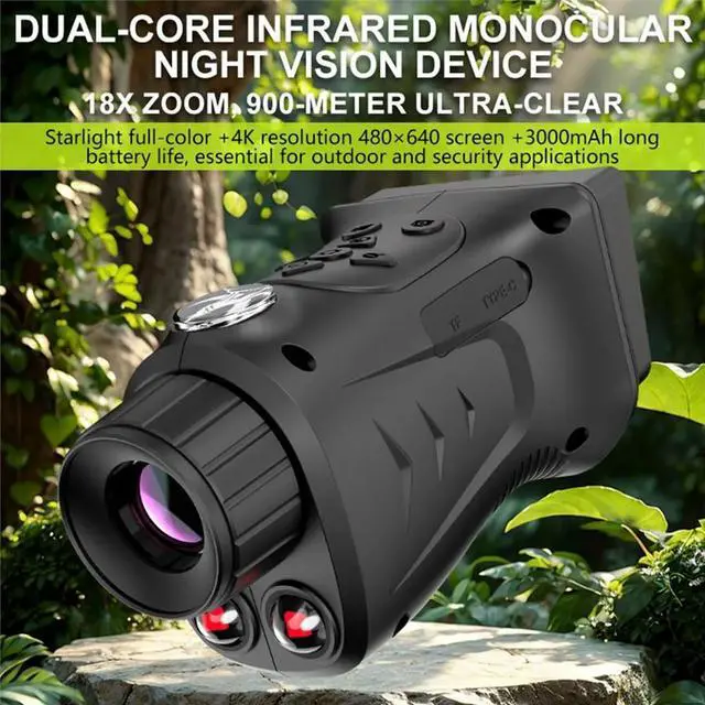 Alt view image 2 of 6 - 4k Rechargeable Night Vision Monocular 18x Digital Full Dark 900m Infrared Night Vision Telescope 2.8" Large Screen