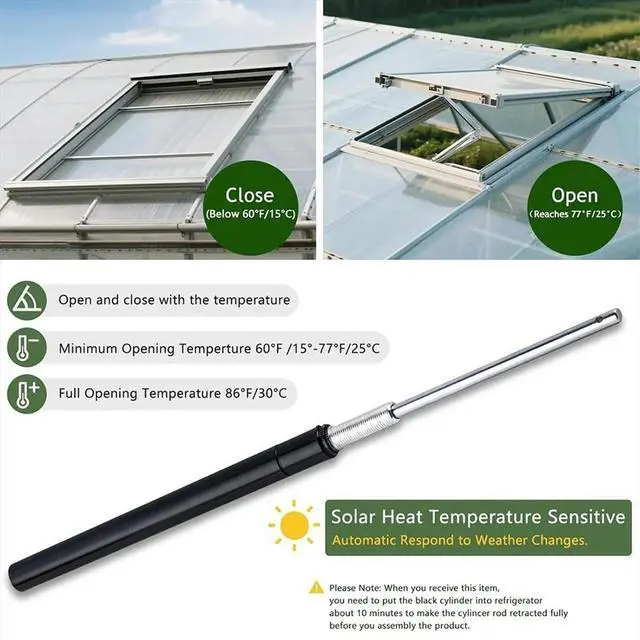 Alt view image 2 of 3 - 2PCS Auto Vent Opener Automatic Greenhouse Window Openers, Solar Powered Auto Hothouse Window Opener