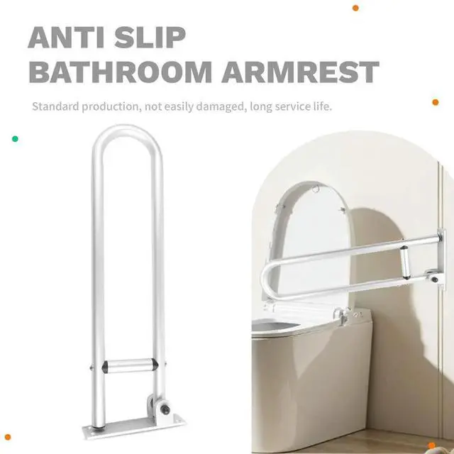 Main image of Fold Down Grab Bar - Stainless Steel Flip-Up Handicap Support Bar for Bathroom Shower Safety