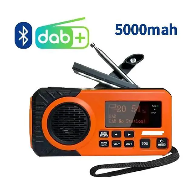 Alt view image 3 of 6 - Hand Crank DAB+FM Emergency Radio with Rechargeable 5000 MAh Solar Radio with Alarm Crank Blackout Emergency
