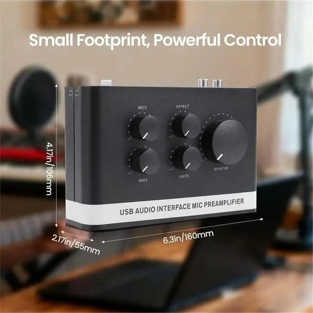 Alt view image 2 of 6 - USB Audio Interface MIC Preamplifier Phantom Power, for Recording, Live Streaming, Podcasting Home Studio