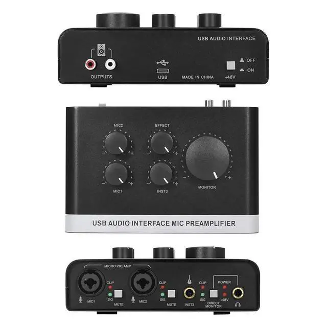 Alt view image 3 of 6 - USB Audio Interface MIC Preamplifier Phantom Power, for Recording, Live Streaming, Podcasting Home Studio