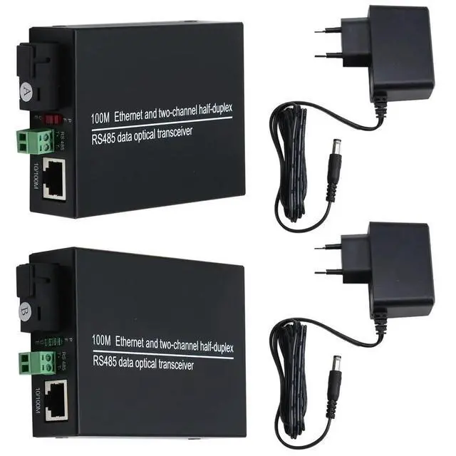 Alt view image 3 of 6 - 1 Pair RS485 Data Extender Converter with 10/100Mbps Ethernet SM SX,over Fiber Optic Transmitter and Receiver EU PLUG
