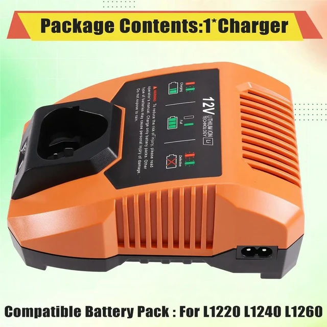 Alt view image 2 of 6 - For AEG Electric Tools Li-Ion Charger for RidGid 12V 2.0Ah 6.0Ah Lithium LL1230 L1215 R82059 EU PLUG
