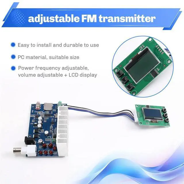 Alt view image 3 of 6 - DIY Kits 5W 76M-108MHZ 7W Max Stereo PLL FM Transmitter Suite DIY Kits Power Frequency Adjustable Volume + LCD Display