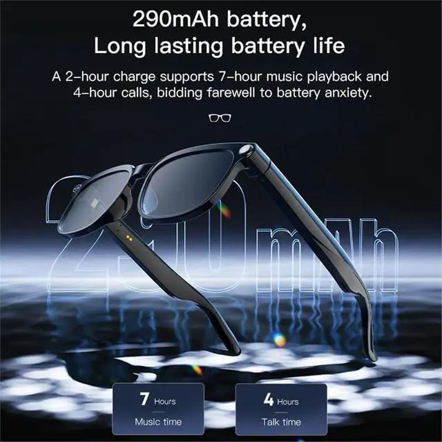 Alt view image 4 of 6 - Glasses with Camera 4K Bluetooth, 8MP Hidden Video, AI Voice, Live Feed, 150+ Language Translate