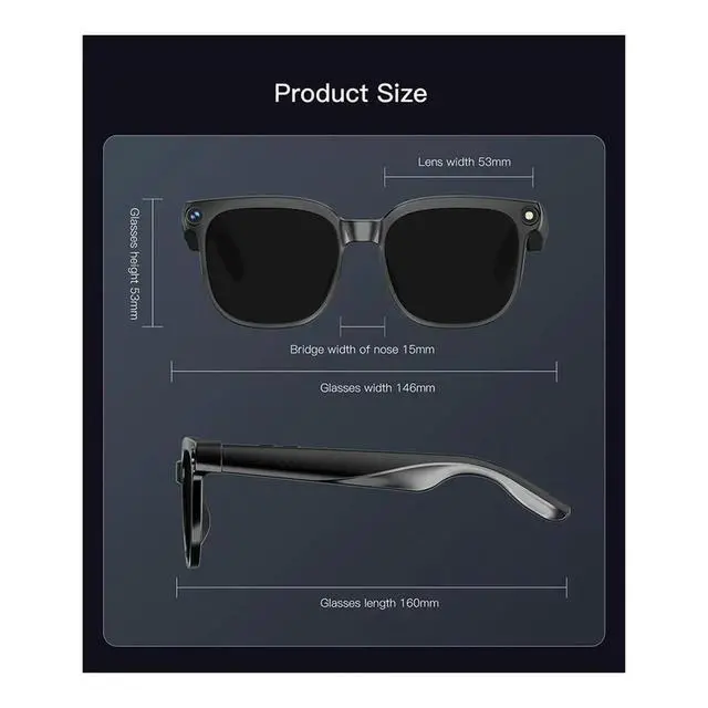 Alt view image 5 of 6 - Glasses with Camera 4K Bluetooth, 8MP Hidden Video, AI Voice, Live Feed, 150+ Language Translate