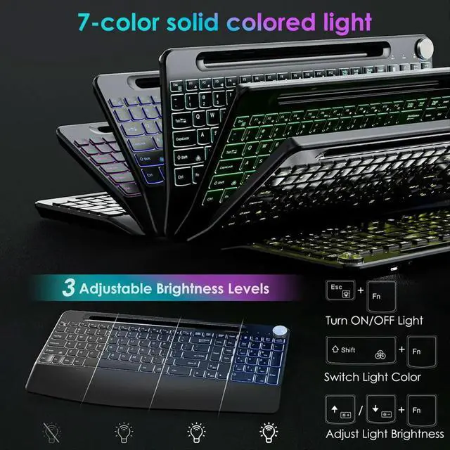 Alt view image 5 of 6 - Ergonomic 2.4G Rechargeable Keyboard Mouse Set for Laptop RGB Color Backlit with Mouse Jiggler