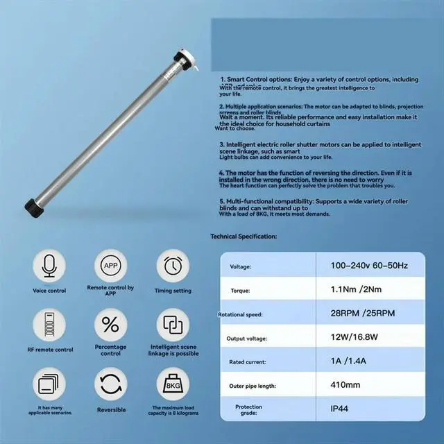 Alt view image 6 of 6 - Tuya Zigbee Automatic Zigbee Roller Shade Blinds Motor for 38 mm Tube Remote Control Work with Life Home A