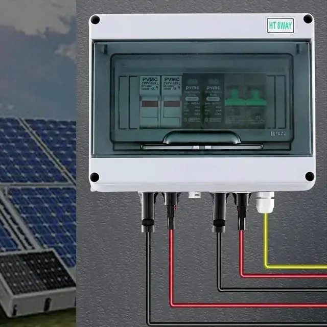 Alt view image 5 of 6 - Solar Photovoltaic PV Combiner Box with Lightning-Pattern Protection 1 in 1 Out DC 600V Fuse MCB SPD Waterproof Box IP65