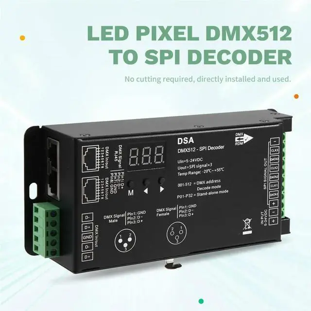 Alt view image 2 of 3 - Led Pixel DMX512 to SPI Decoder for DMX Converter MAX900 Dots TTL Pixel Controller DC5V-24V