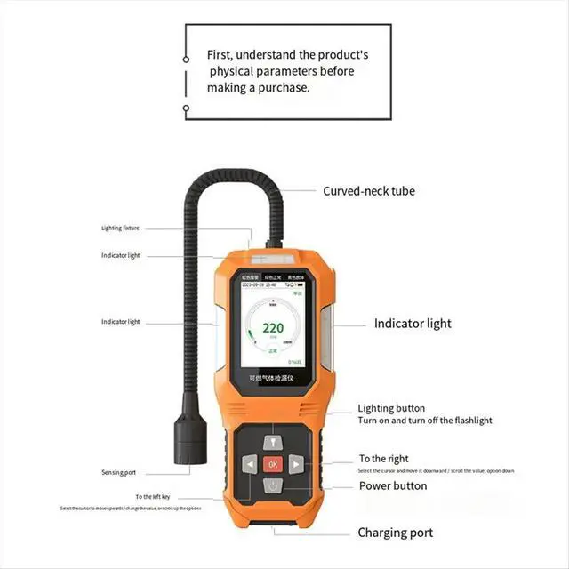 Alt view image 3 of 3 - Digital Gas Leak Detector PPM Range Audible/Visual Alarm Semiconductor Sensor Propane Natural Gas Combustible