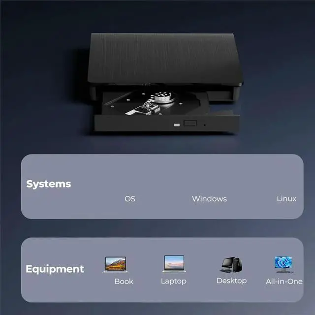 Main image of Dual-Interface Blu-Ray Burning Brushed Finish USB 3.0 External Optical Drive DVD/CD Burner External Laptop DVD Drive