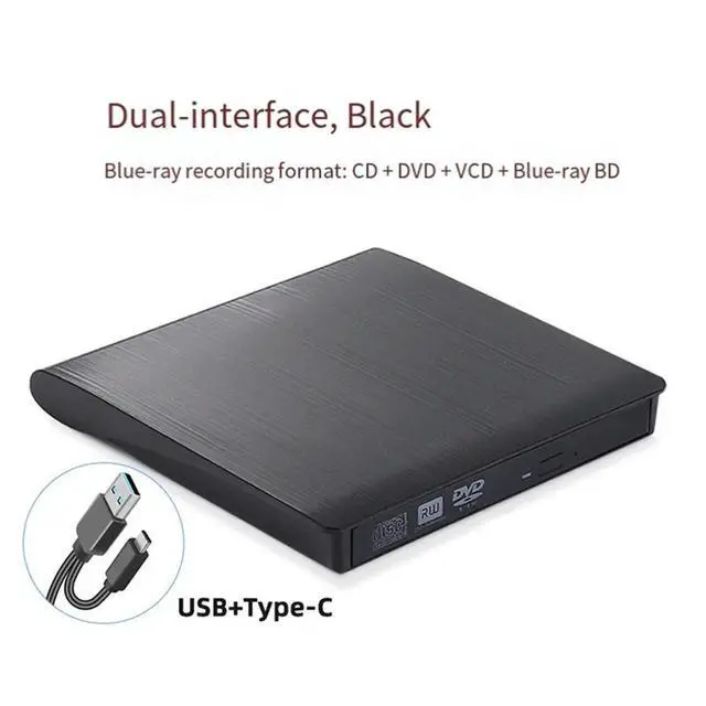 Alt view image 3 of 3 - Dual-Interface Blu-Ray Burning Brushed Finish USB 3.0 External Optical Drive DVD/CD Burner External Laptop DVD Drive
